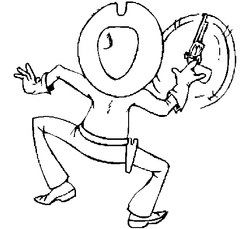 Gunman from behind coloring page
