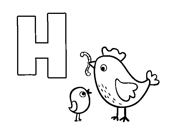 H of Hen coloring page