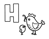H of Hen coloring page