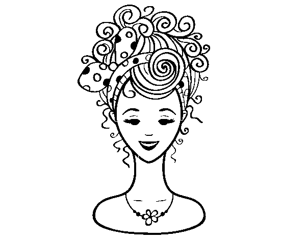 Hairstyle with loop coloring page
