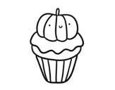 Halloween cupcake coloring page