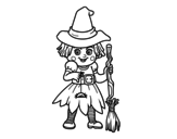Halloween little witch  coloring page