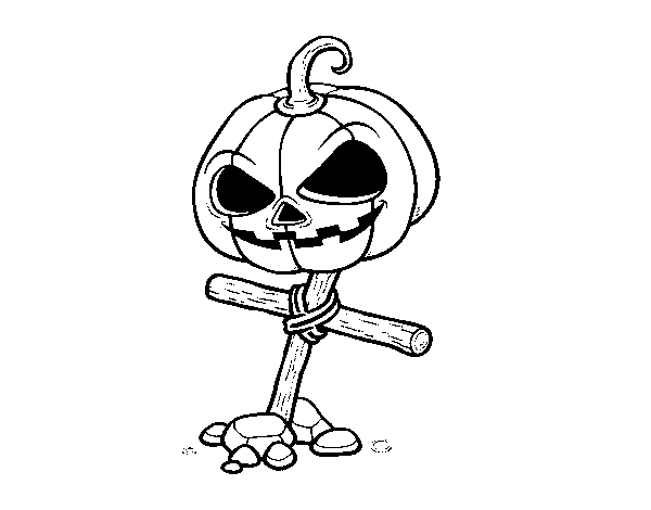 Halloween pumpkin on cross coloring page
