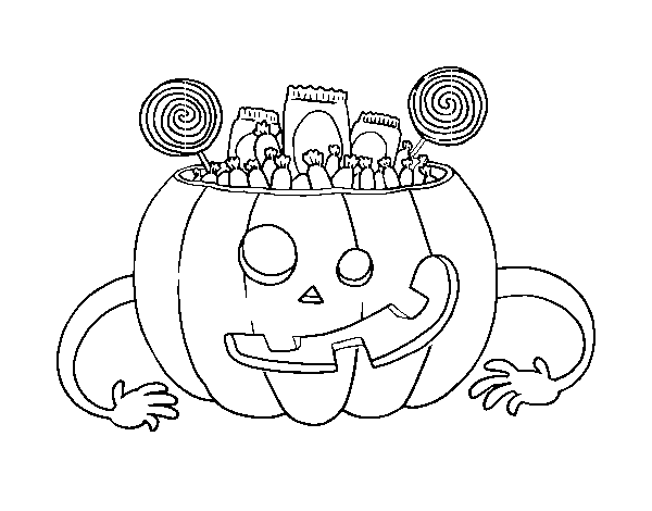Halloween pumpkin sweets coloring page