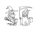 Halloween Trick-or-treating coloring page