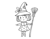 Halloween witch girl coloring page
