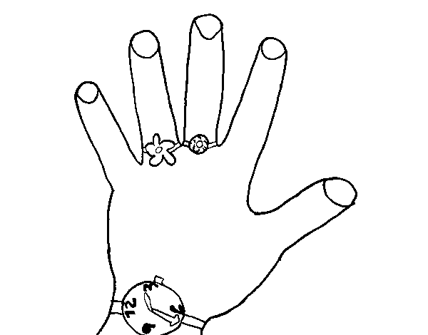 Hand with accessories coloring page