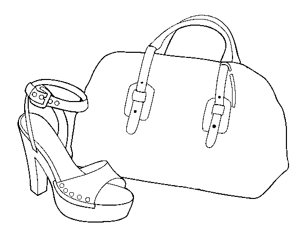 Handbag and shoe coloring page