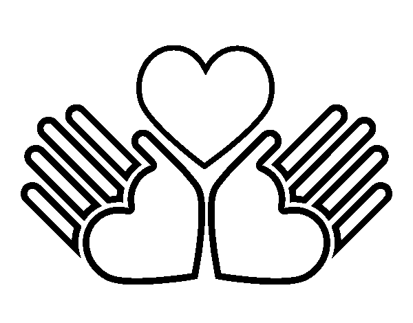 Hands with love coloring page