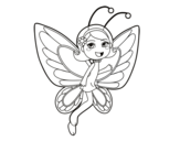 Happy butterfly fairy coloring page