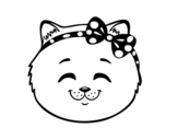 Happy cat girl face coloring page