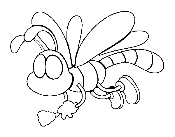 Happy dragonfly coloring page
