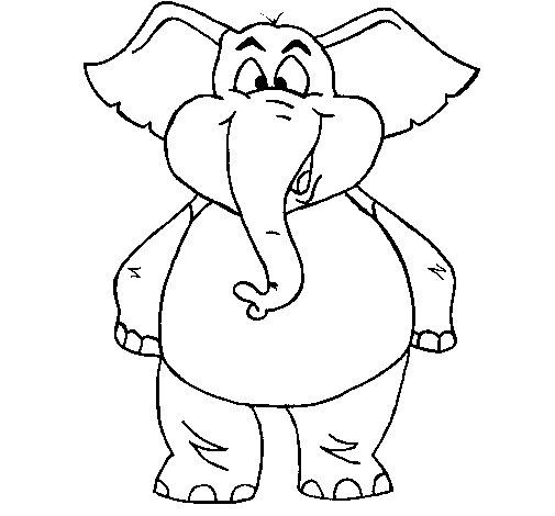 Happy elephant coloring page