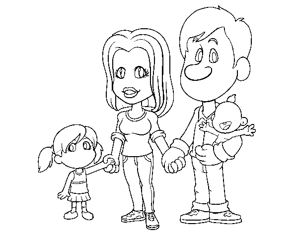 Happy family coloring page