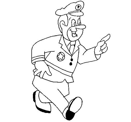 Happy police officer coloring page