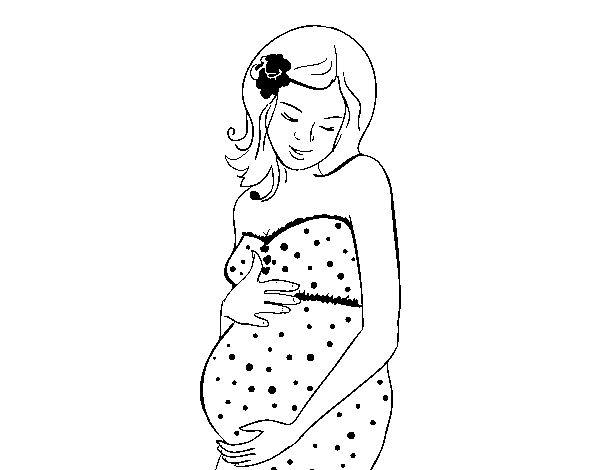 Happy pregnant woman coloring page