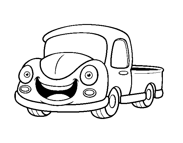Happy van coloring page