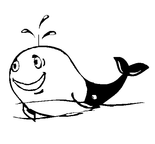 Happy whale coloring page