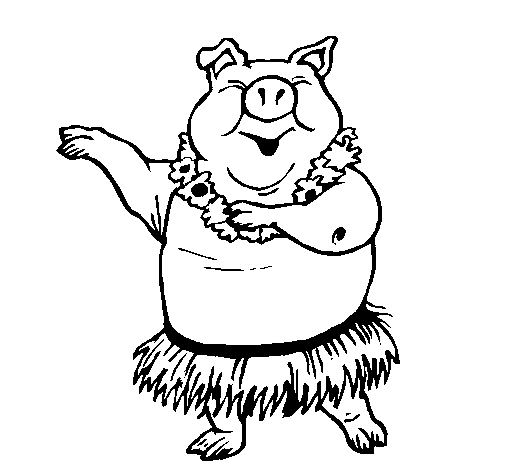 Hawaiian pig coloring page