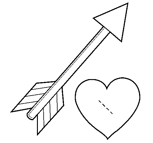 Heart and arrow coloring page