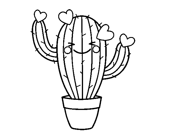 Heart cactus coloring page