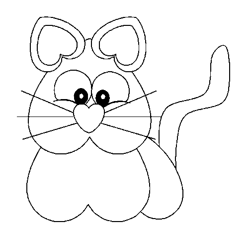 Heart cat coloring page