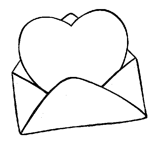 Heart in an envelope coloring page