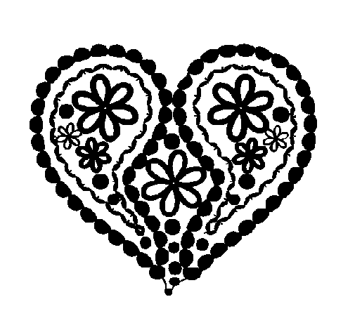 Heart of flowers coloring page