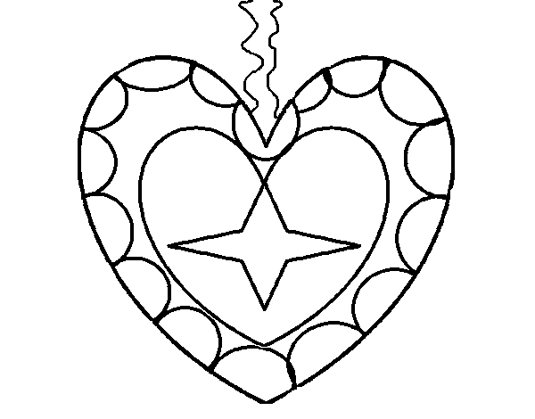 Heart pendant coloring page