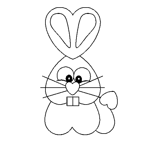 Heart rabbit coloring page