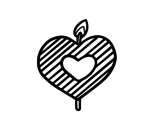 Heart-shaped candle coloring page