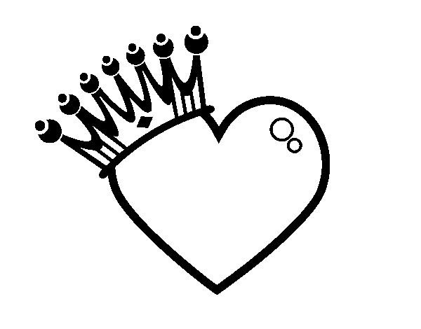 Heart with crown coloring page