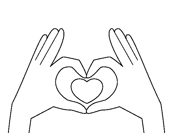 Heart with hands coloring page