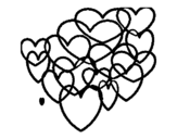 Hearts glued coloring page