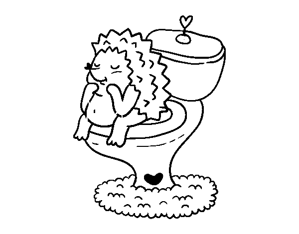 Hedgehog in the bathroom coloring page