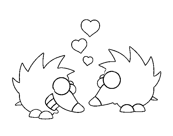 Hedgehogs in love coloring page