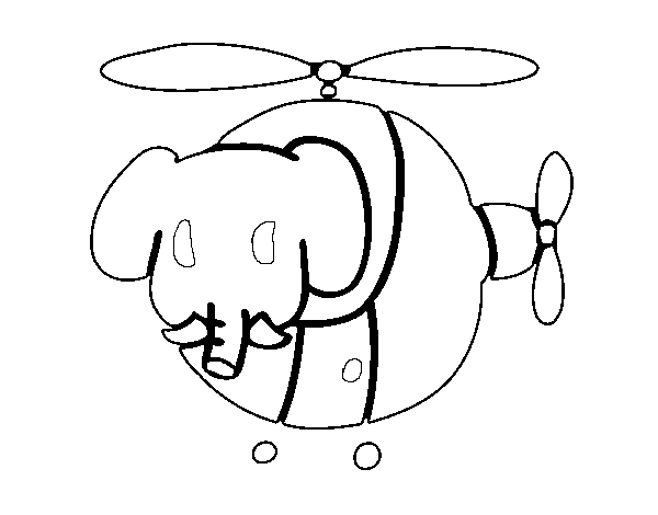 Helicopter with elephant coloring page