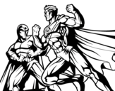 Hero and villain fighting coloring page