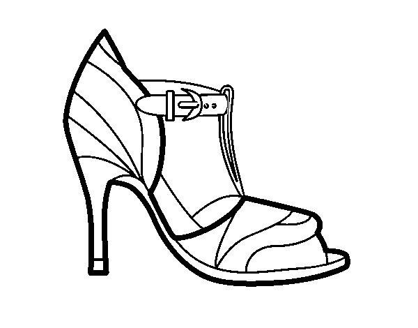 High heel shoe with uncovered tip coloring page