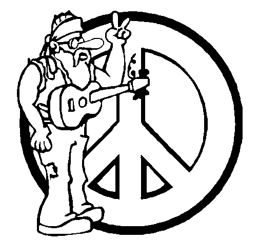Hippy musician coloring page