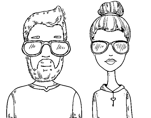 Hipsters coloring page
