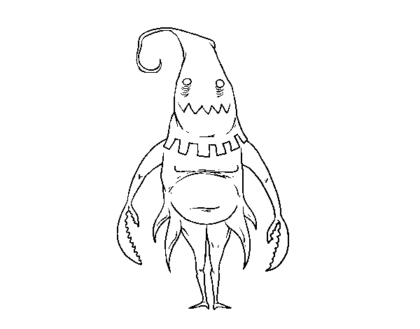 Hooded monster coloring page
