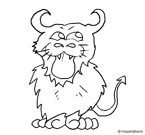 Horned feline coloring page