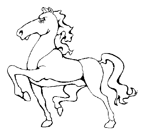 Horse marching coloring page