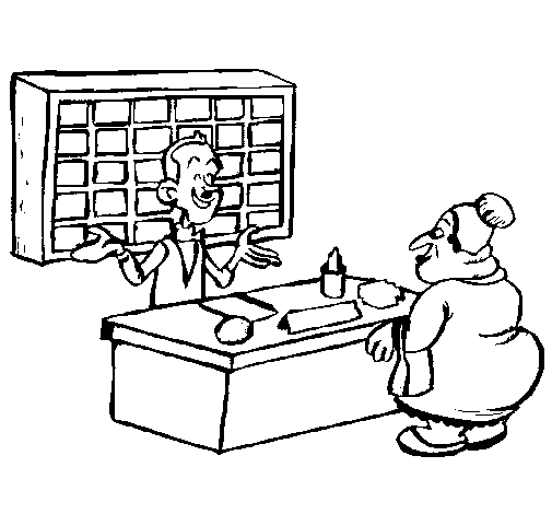 Hotel receptionist coloring page