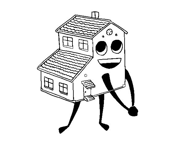 House smiling coloring page