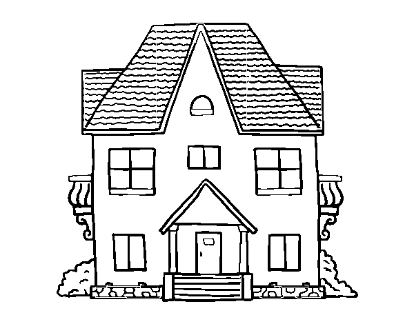 House with balconies coloring page