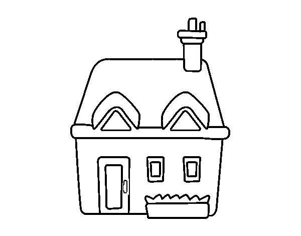 House with chimney coloring page