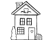 House with hearts coloring page