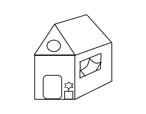 House with star coloring page